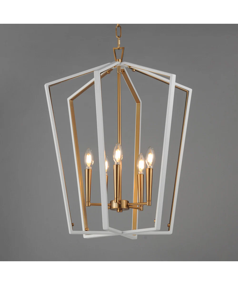 Melrose 5-Light Pendant White/Natural Aged Brass - Image 3