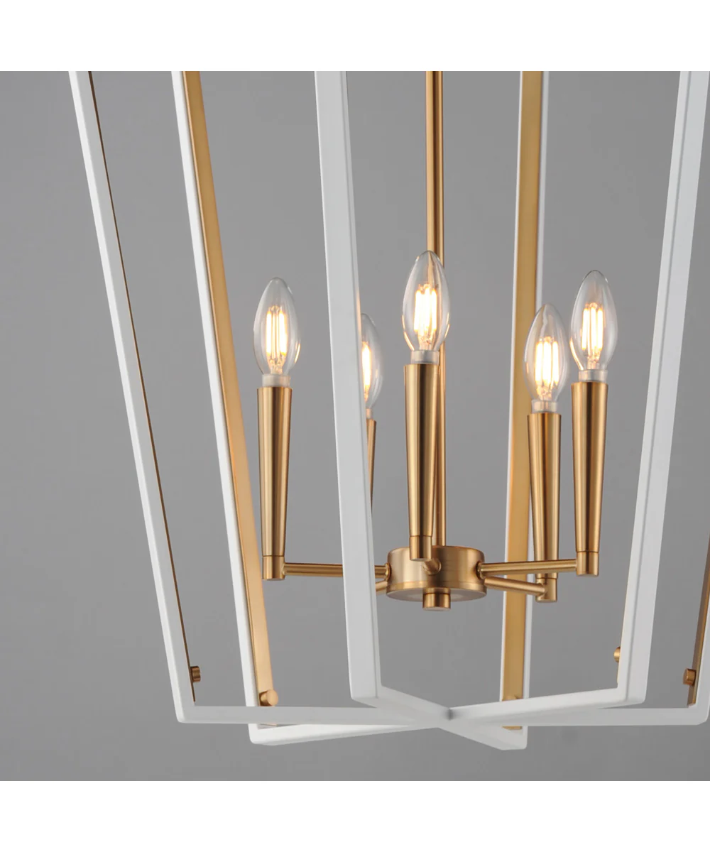 Melrose 5-Light Pendant White/Natural Aged Brass - Image 4