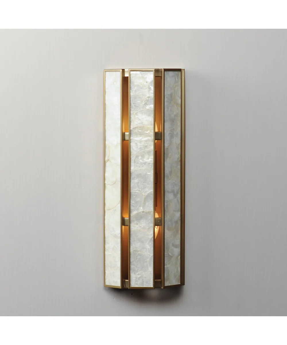 Miramar 2-Light Wall Sconce Capiz / Natural Aged Brass - Image 3