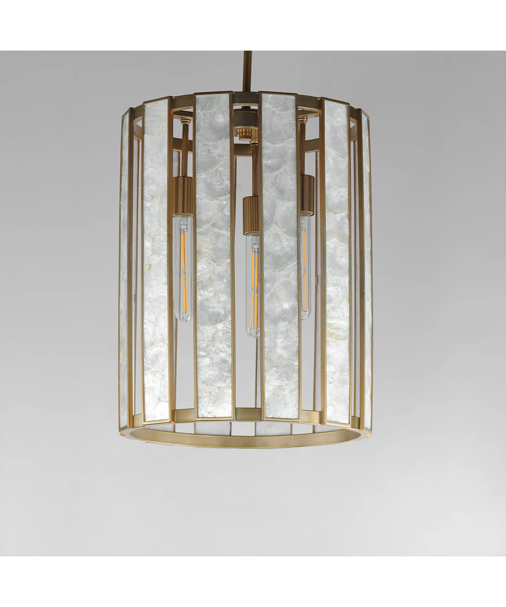 Miramar 3-Light Foyer Pendant Capiz / Natural Aged Brass - Image 4