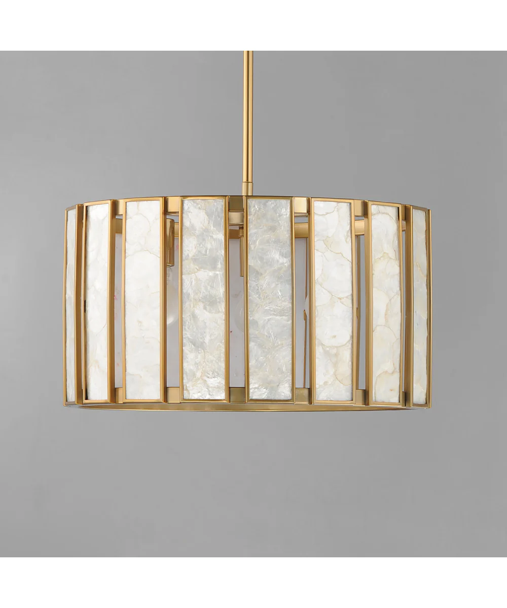 Miramar 3-Light Pendant Capiz / Natural Aged Brass - Image 2