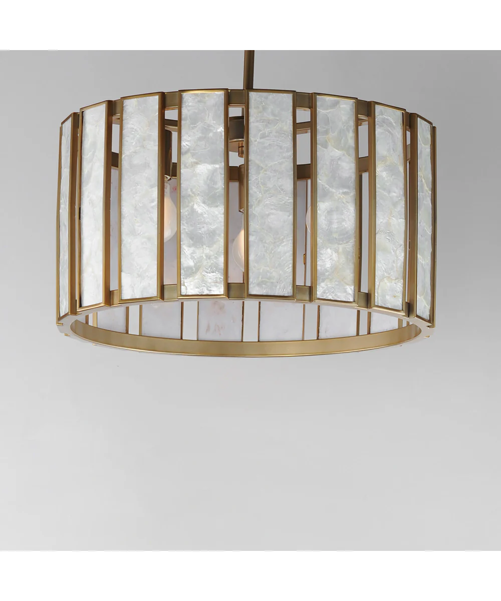 Miramar 3-Light Pendant Capiz / Natural Aged Brass - Image 3