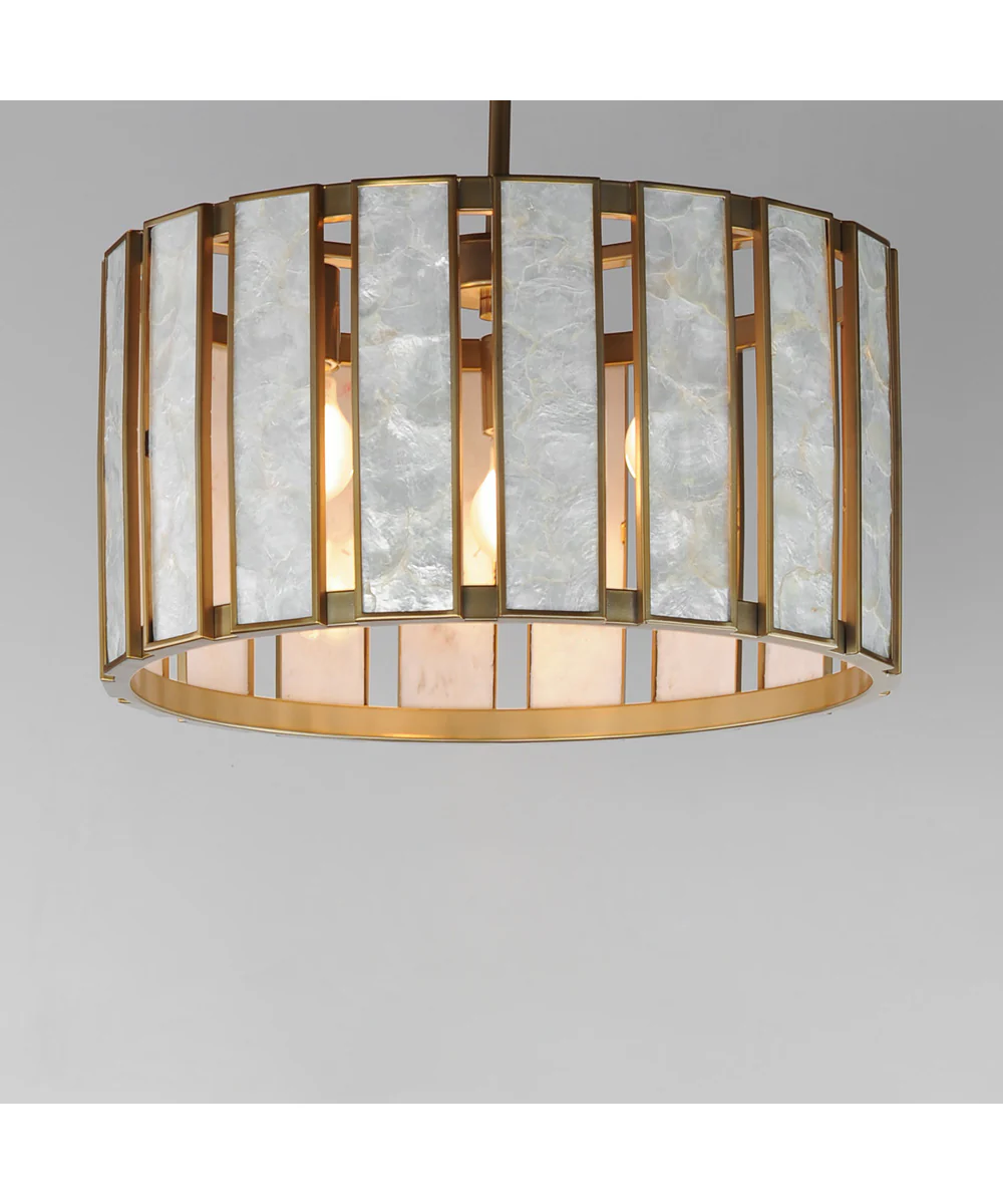 Miramar 3-Light Pendant Capiz / Natural Aged Brass - Image 4