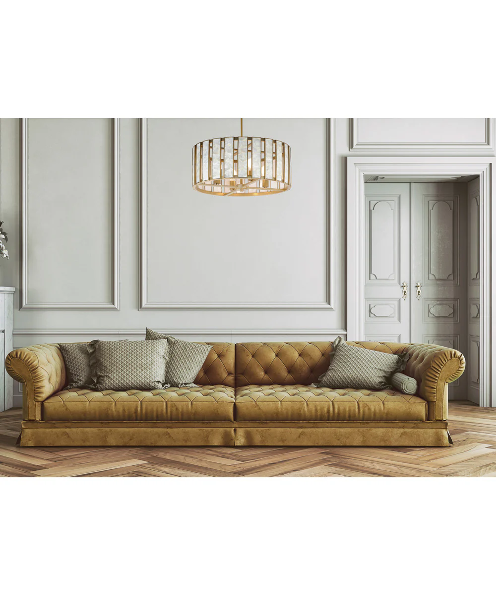 Miramar 4-Light Pendant Capiz / Natural Aged Brass - Image 2