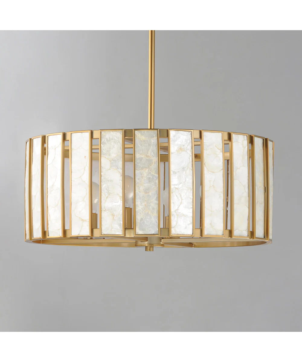 Miramar 4-Light Pendant Capiz / Natural Aged Brass - Image 3