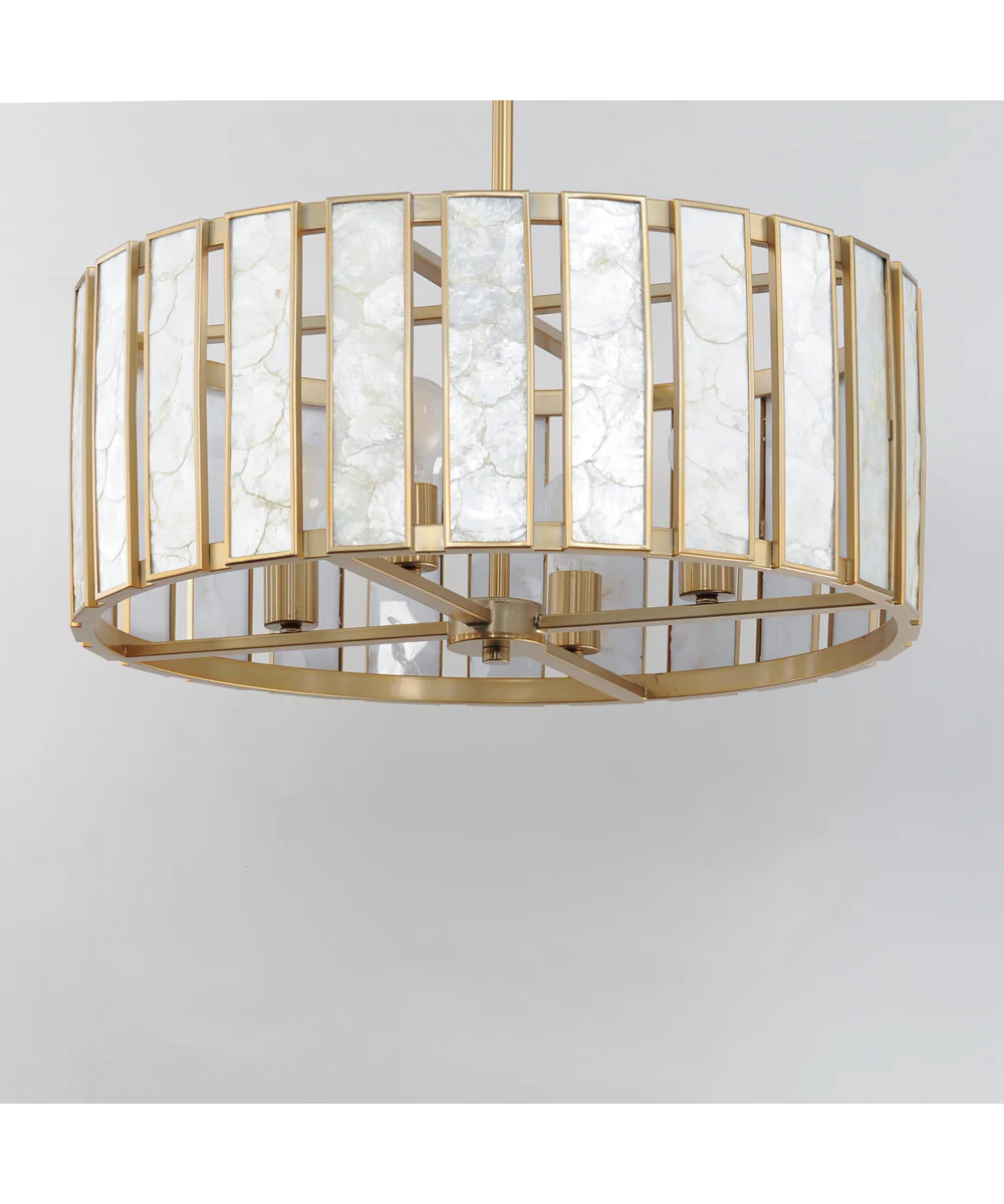 Miramar 4-Light Pendant Capiz / Natural Aged Brass - Image 4