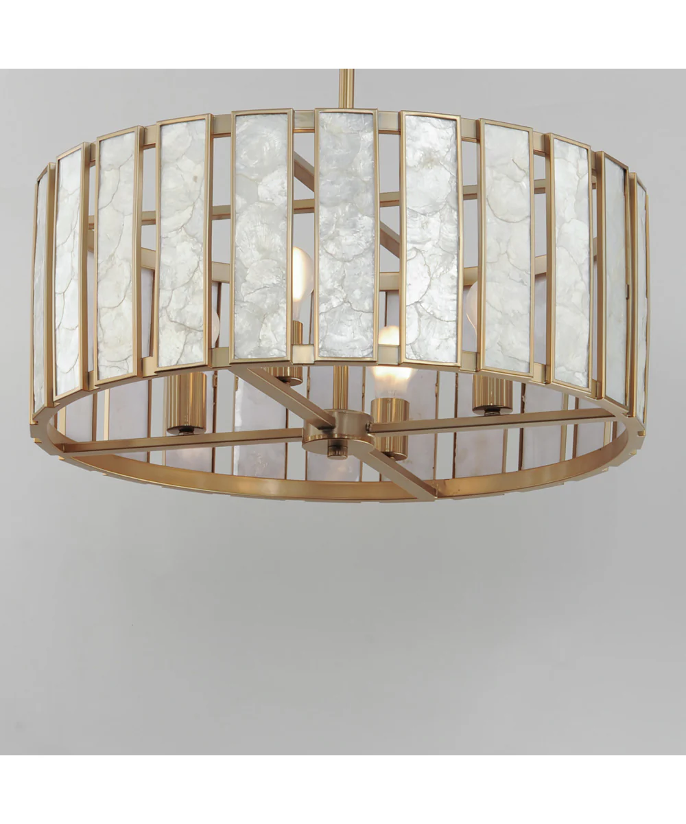 Miramar 4-Light Pendant Capiz / Natural Aged Brass - Image 5