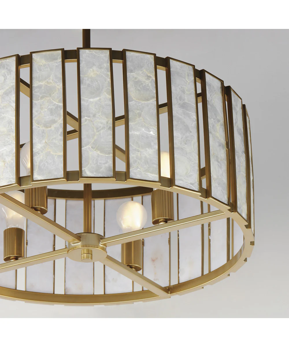 Miramar 4-Light Pendant Capiz / Natural Aged Brass - Image 6