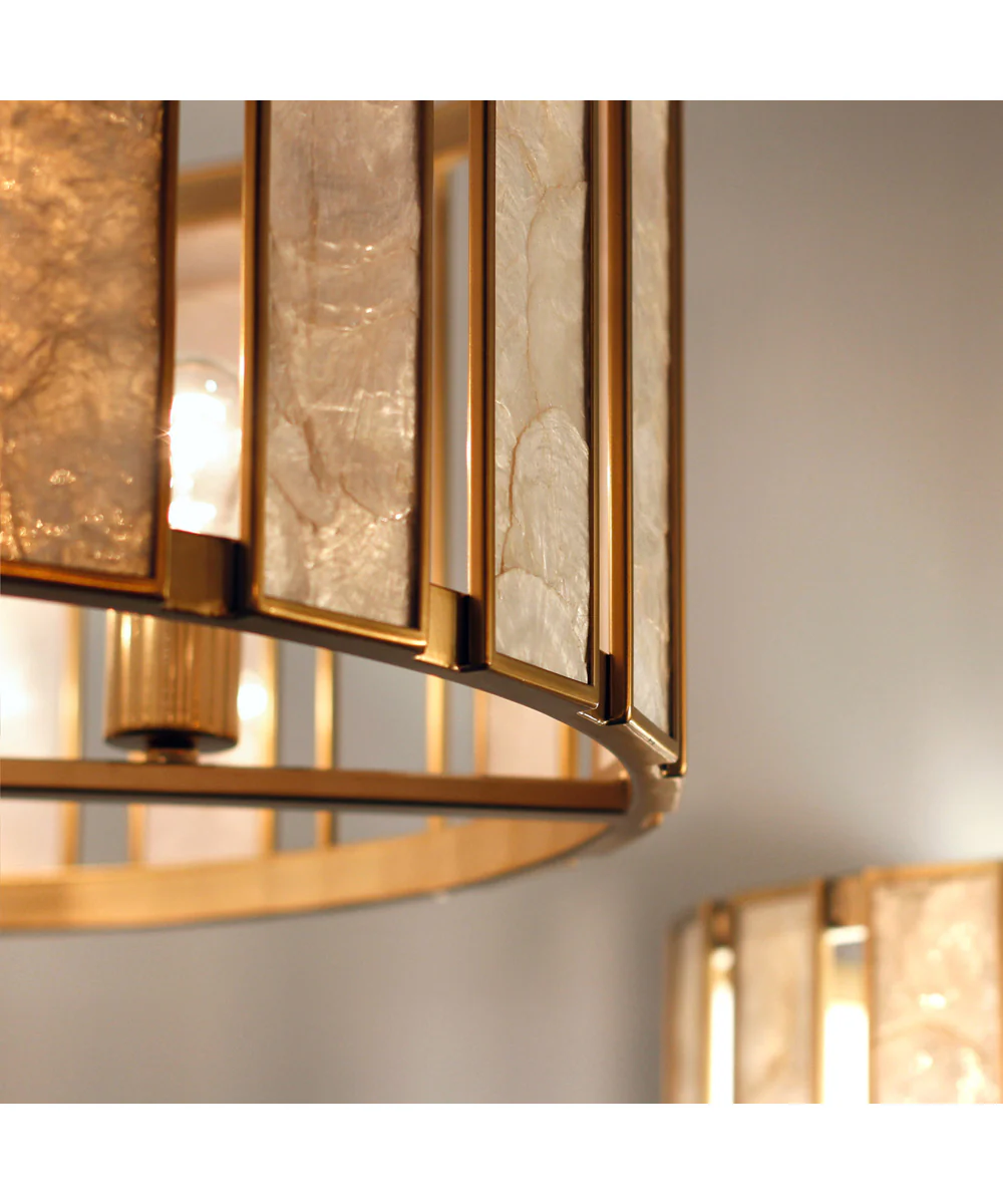 Miramar 4-Light Pendant Capiz / Natural Aged Brass - Image 8