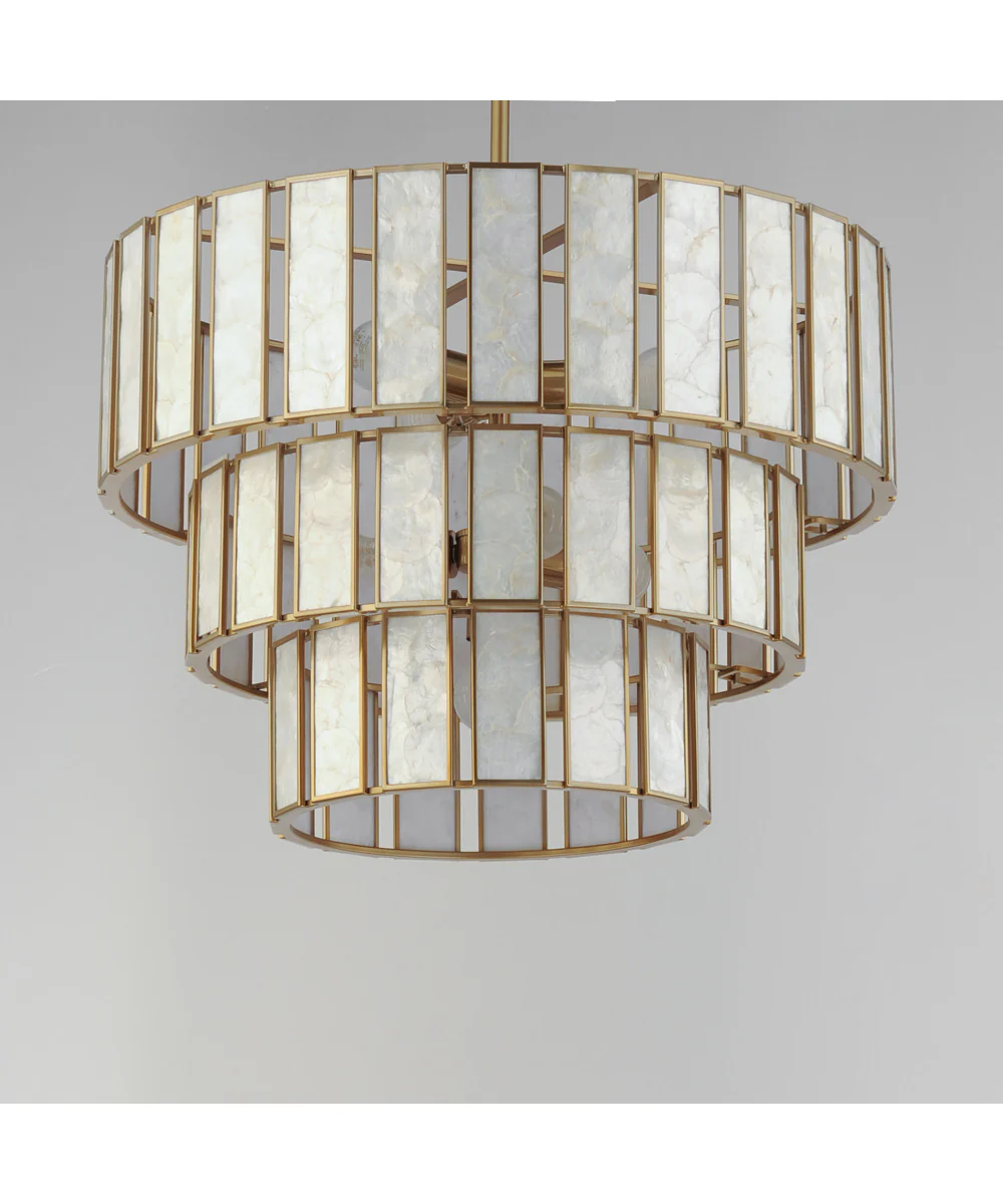 Miramar 7-Light Chandelier Capiz / Natural Aged Brass - Image 3