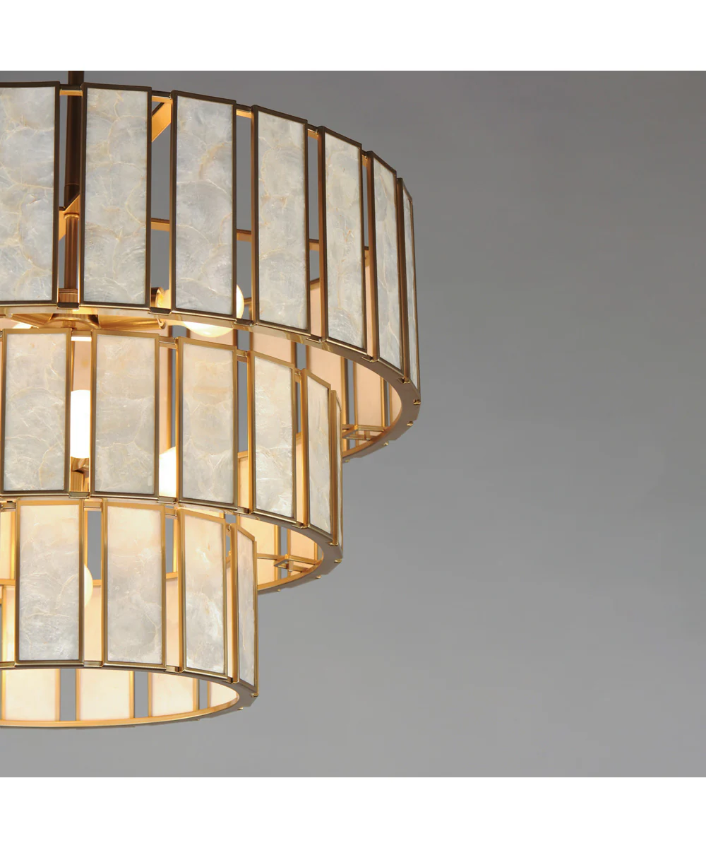 Miramar 7-Light Chandelier Capiz / Natural Aged Brass - Image 4