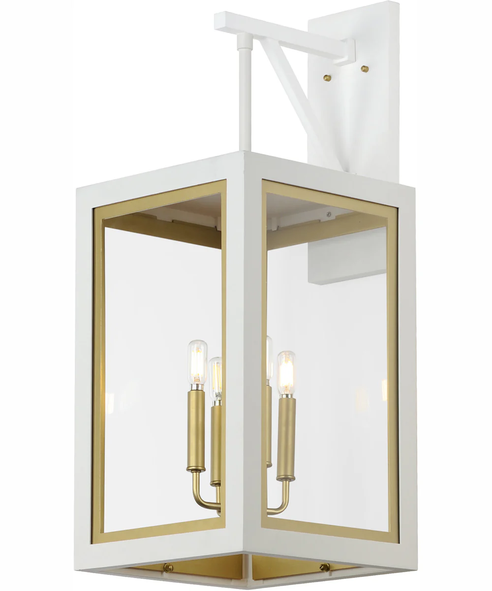 Neoclass 4-Light Outdoor Wall Sconce White/Gold