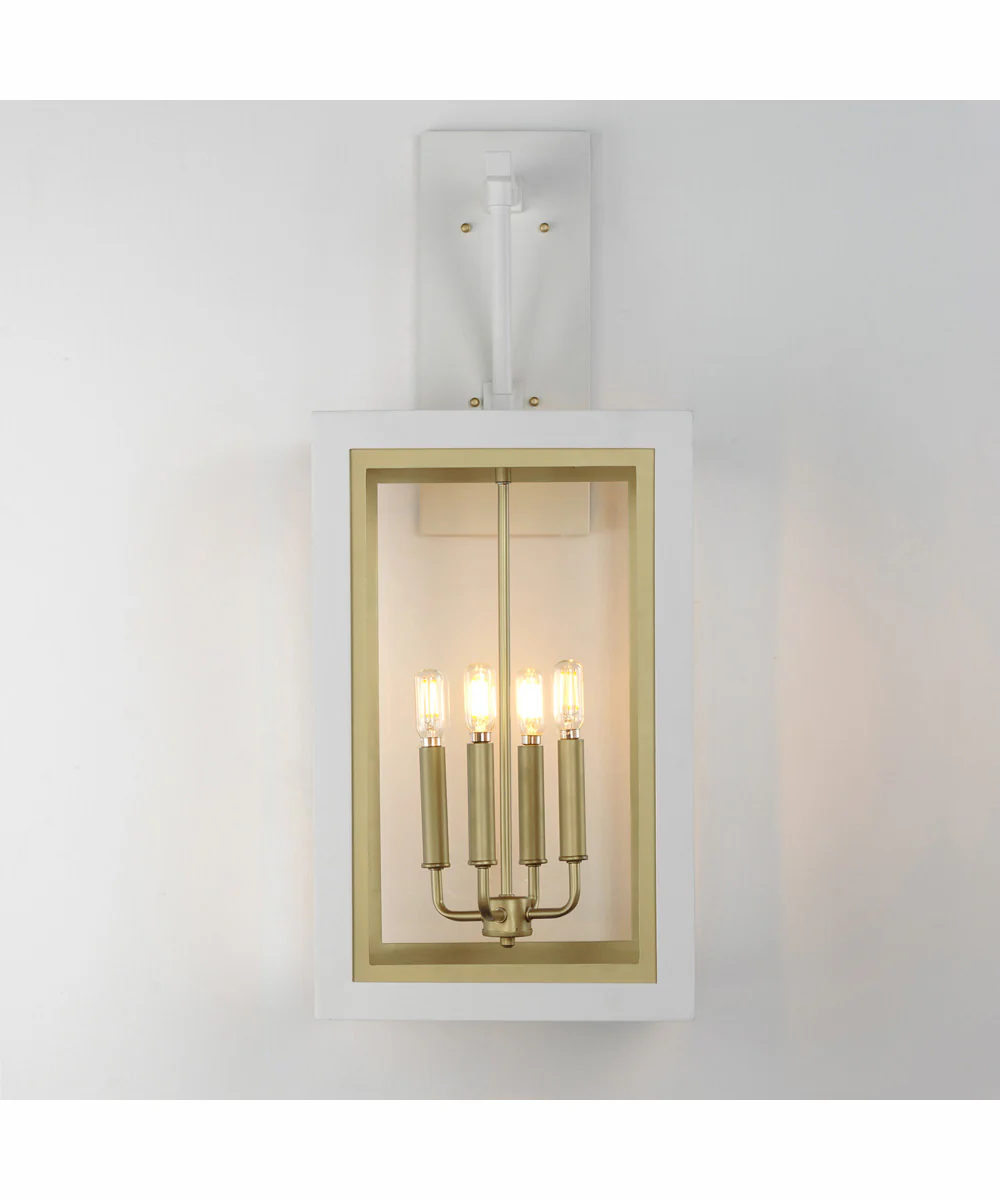 Neoclass 4-Light Outdoor Wall Sconce White/Gold - Image 3