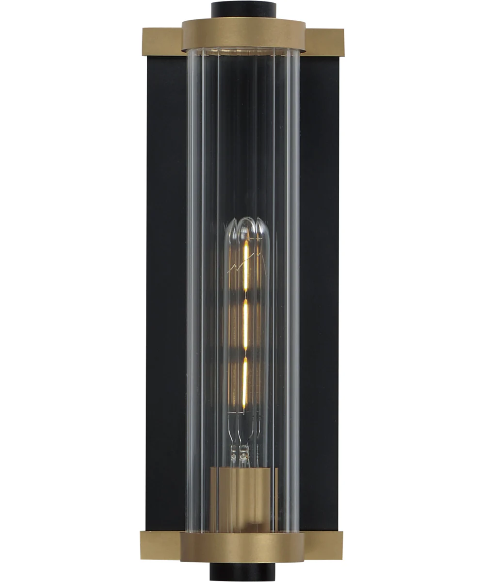 Opulent 1-Light Outdoor Wall Sconce Black / Antique Brass