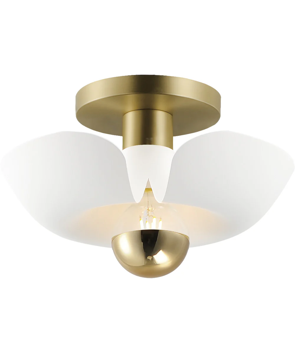 Poppy 12 inch Flush Mount White/Satin Brass