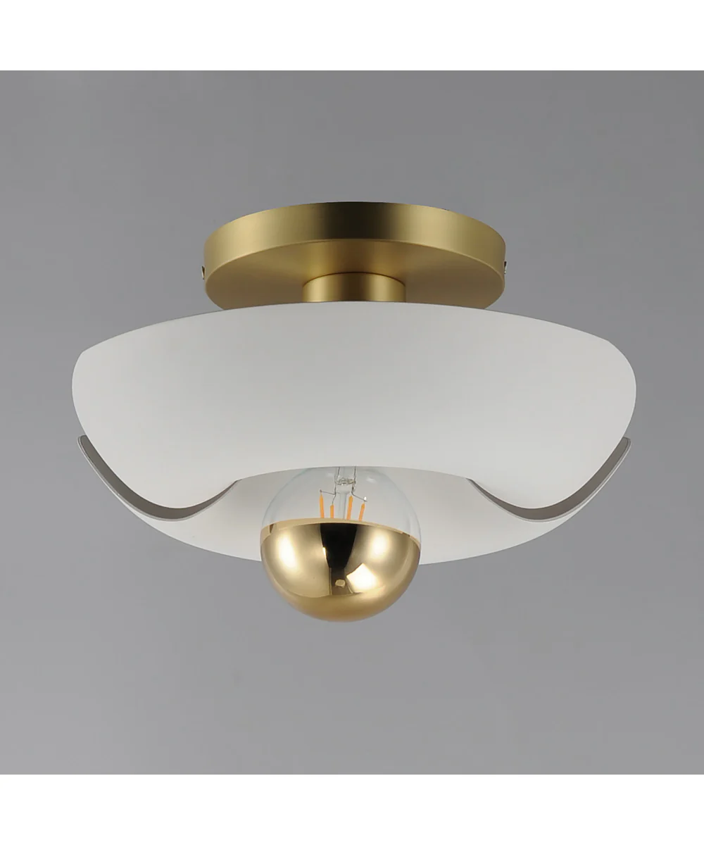 Poppy 12 inch Flush Mount White/Satin Brass - Image 2