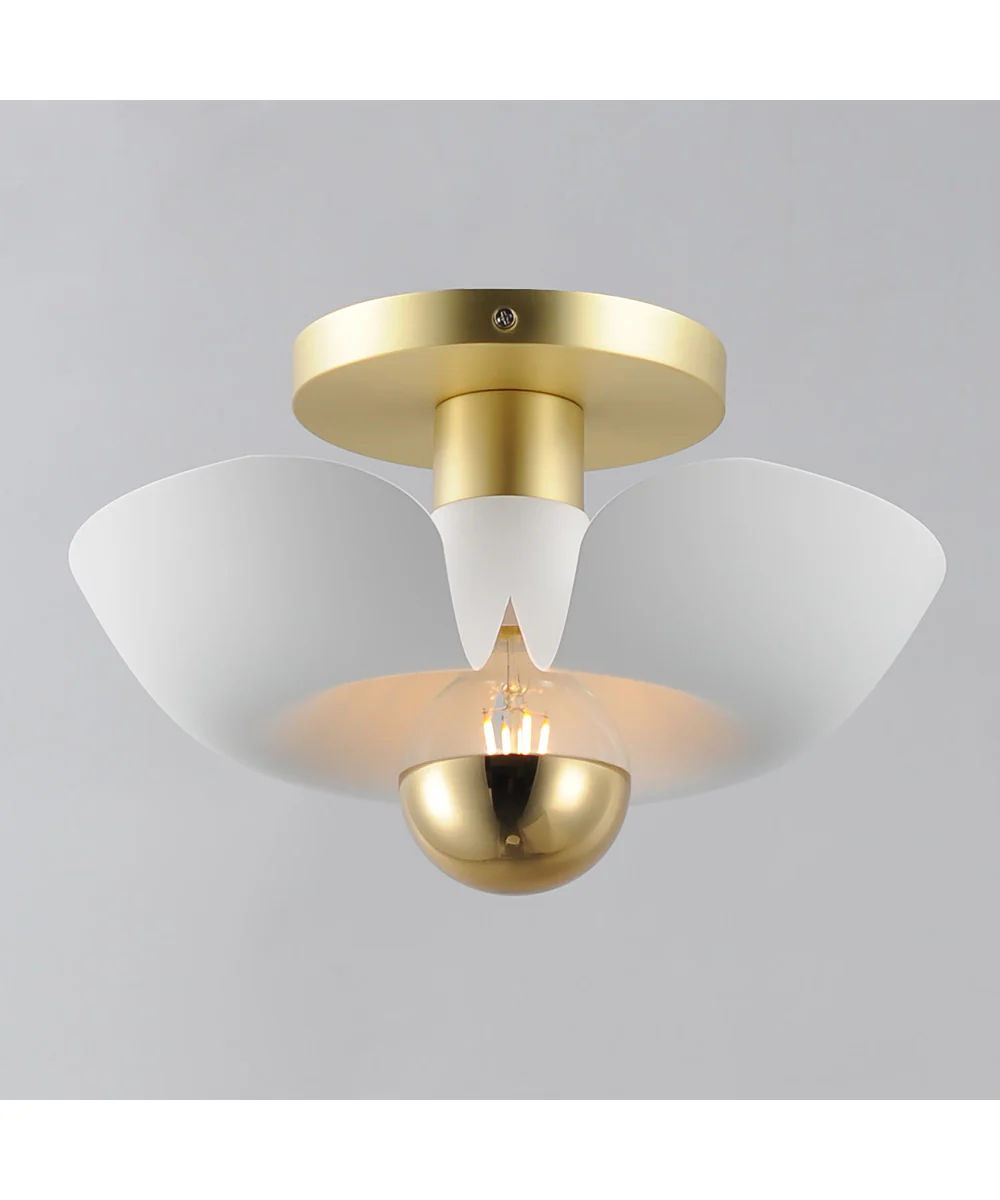 Poppy 12 inch Flush Mount White/Satin Brass - Image 3