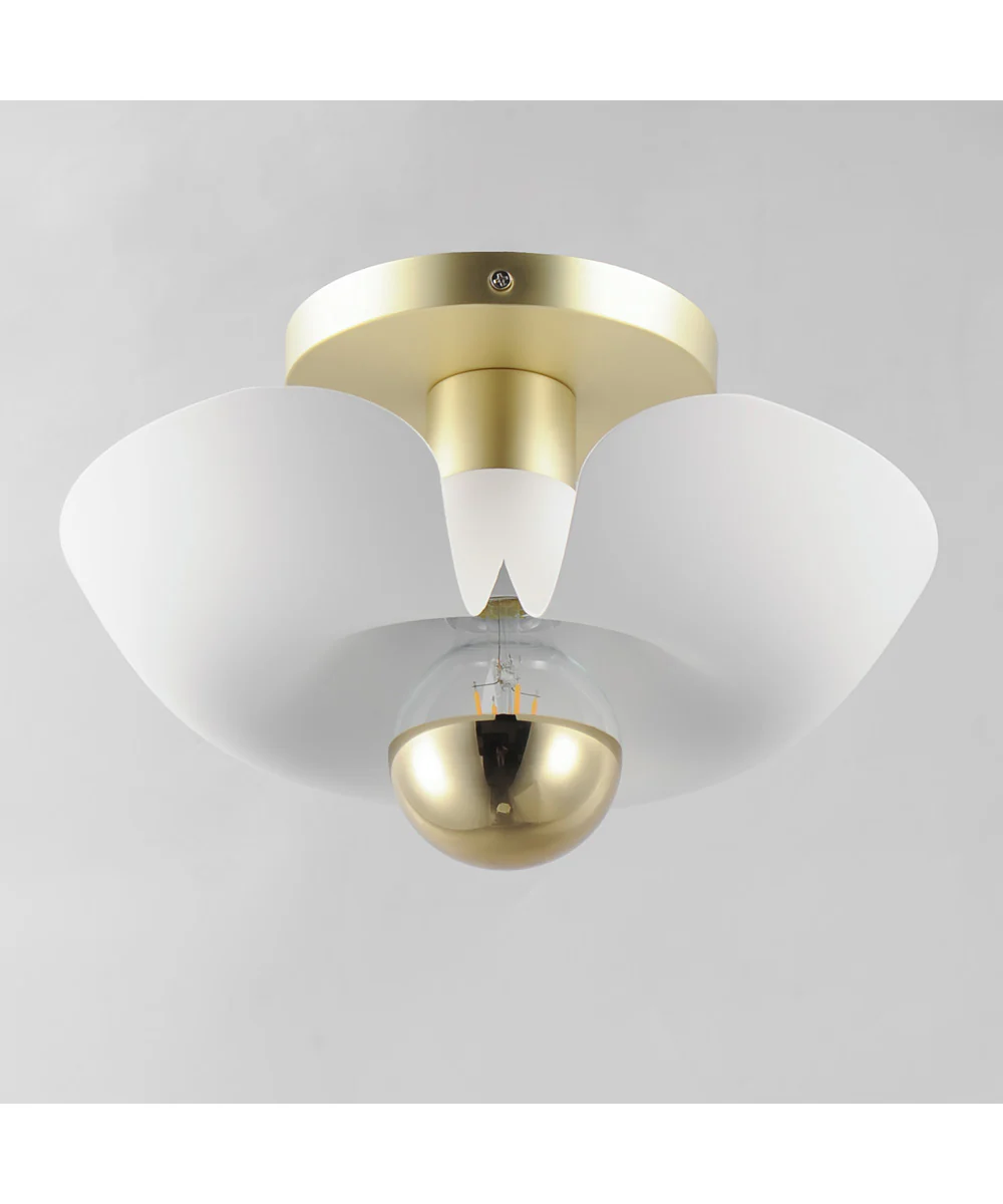 Poppy 12 inch Flush Mount White/Satin Brass - Image 4