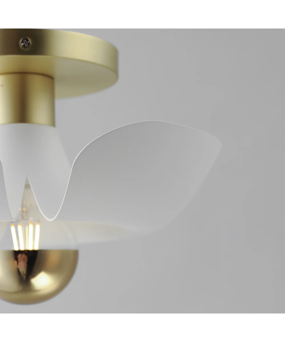 Poppy 12 inch Flush Mount White/Satin Brass - Image 5