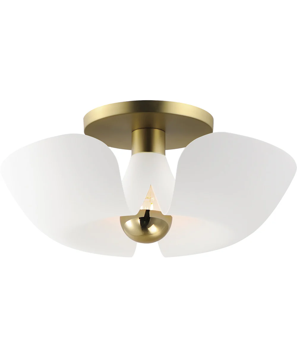 Poppy 18 inch Flush Mount White/Satin Brass