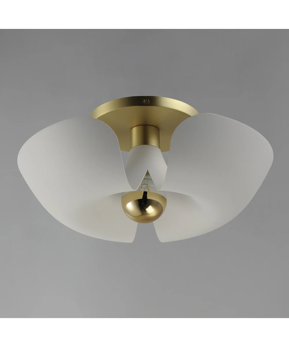 Poppy 18 inch Flush Mount White/Satin Brass - Image 2