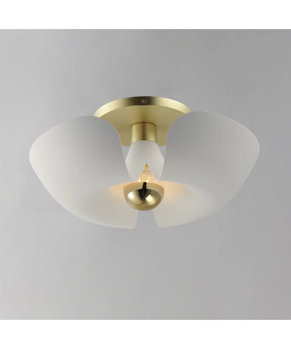 Poppy 18 inch Flush Mount White/Satin Brass - Image 3
