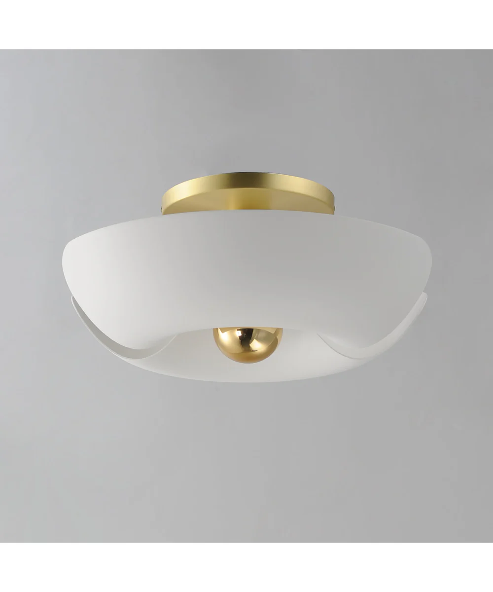 Poppy 18 inch Flush Mount White/Satin Brass - Image 4