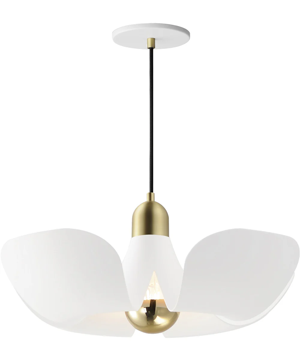 Poppy 18 inch Pendant White/Satin Brass