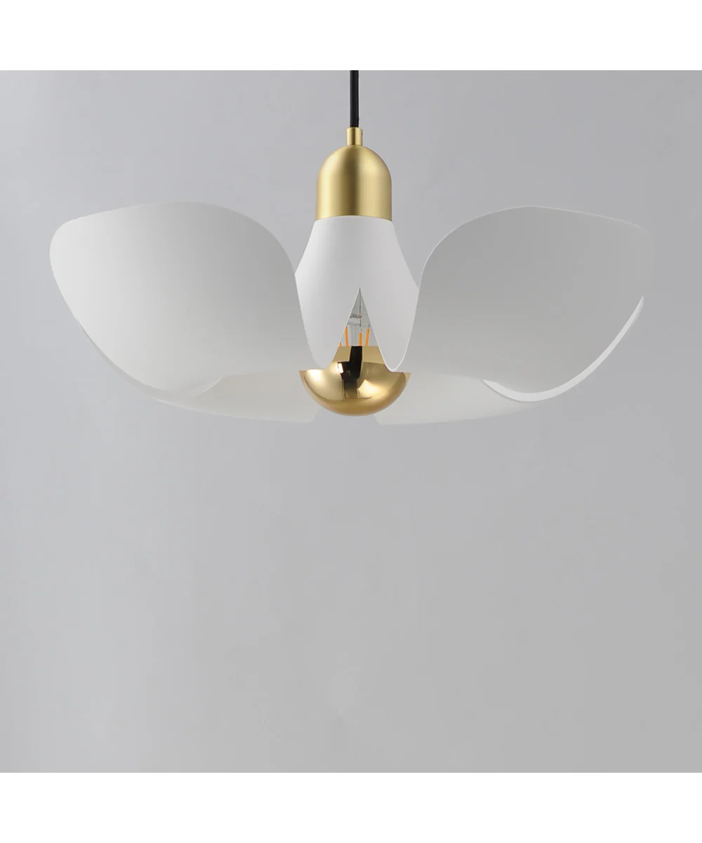 Poppy 18 inch Pendant White/Satin Brass - Image 2