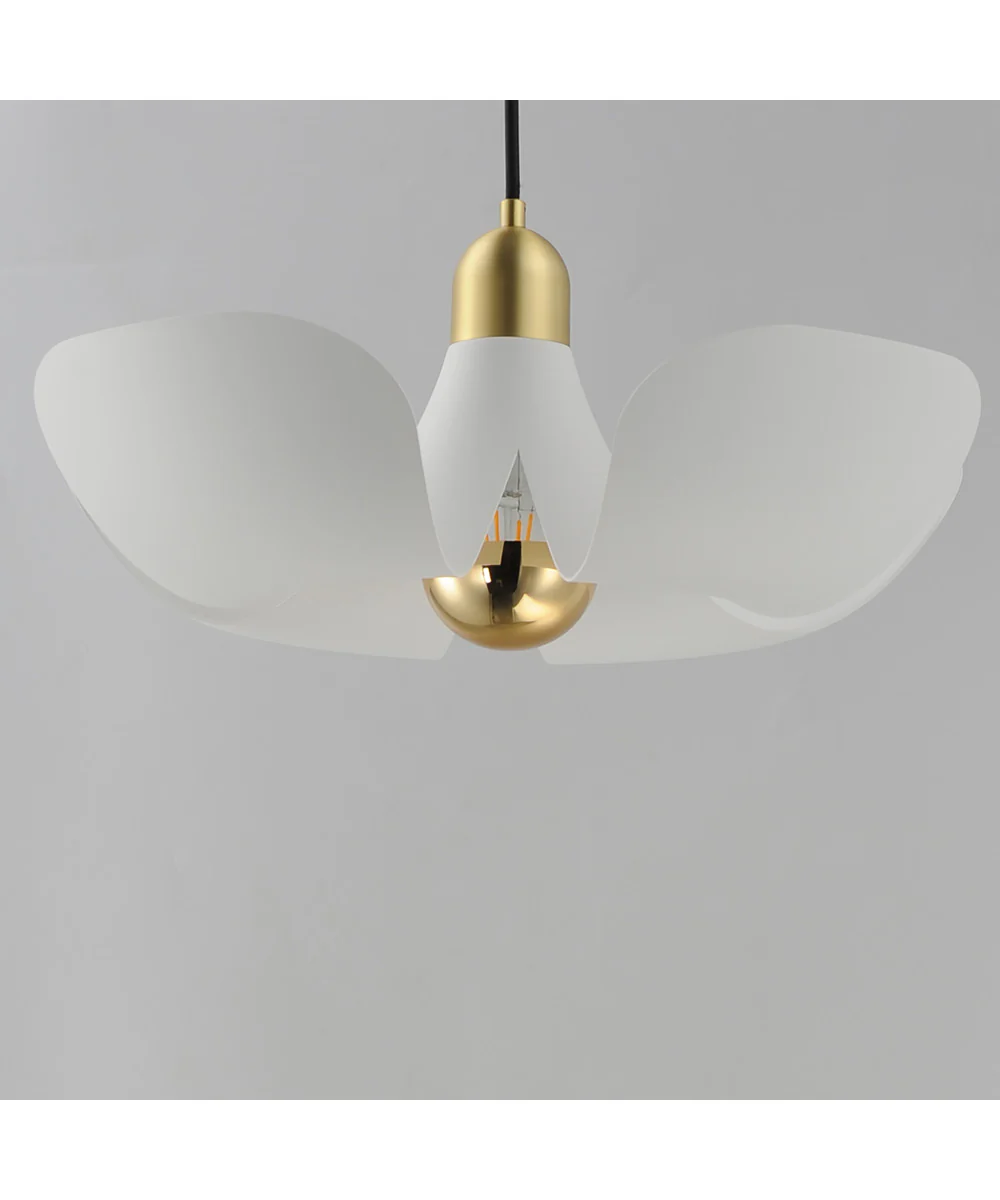 Poppy 18 inch Pendant White/Satin Brass - Image 3
