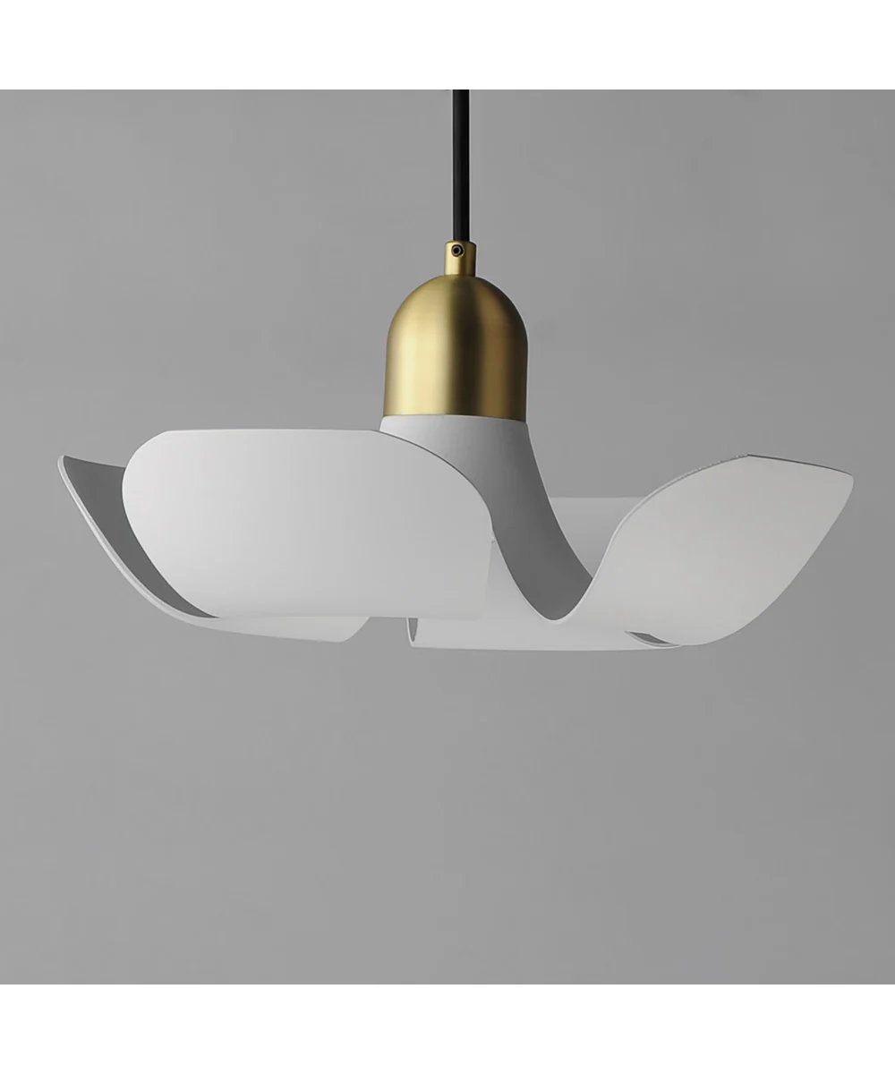 Poppy 18 inch Pendant White/Satin Brass - Image 4