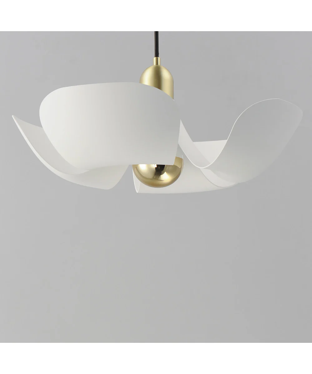 Poppy 18 inch Pendant White/Satin Brass - Image 5