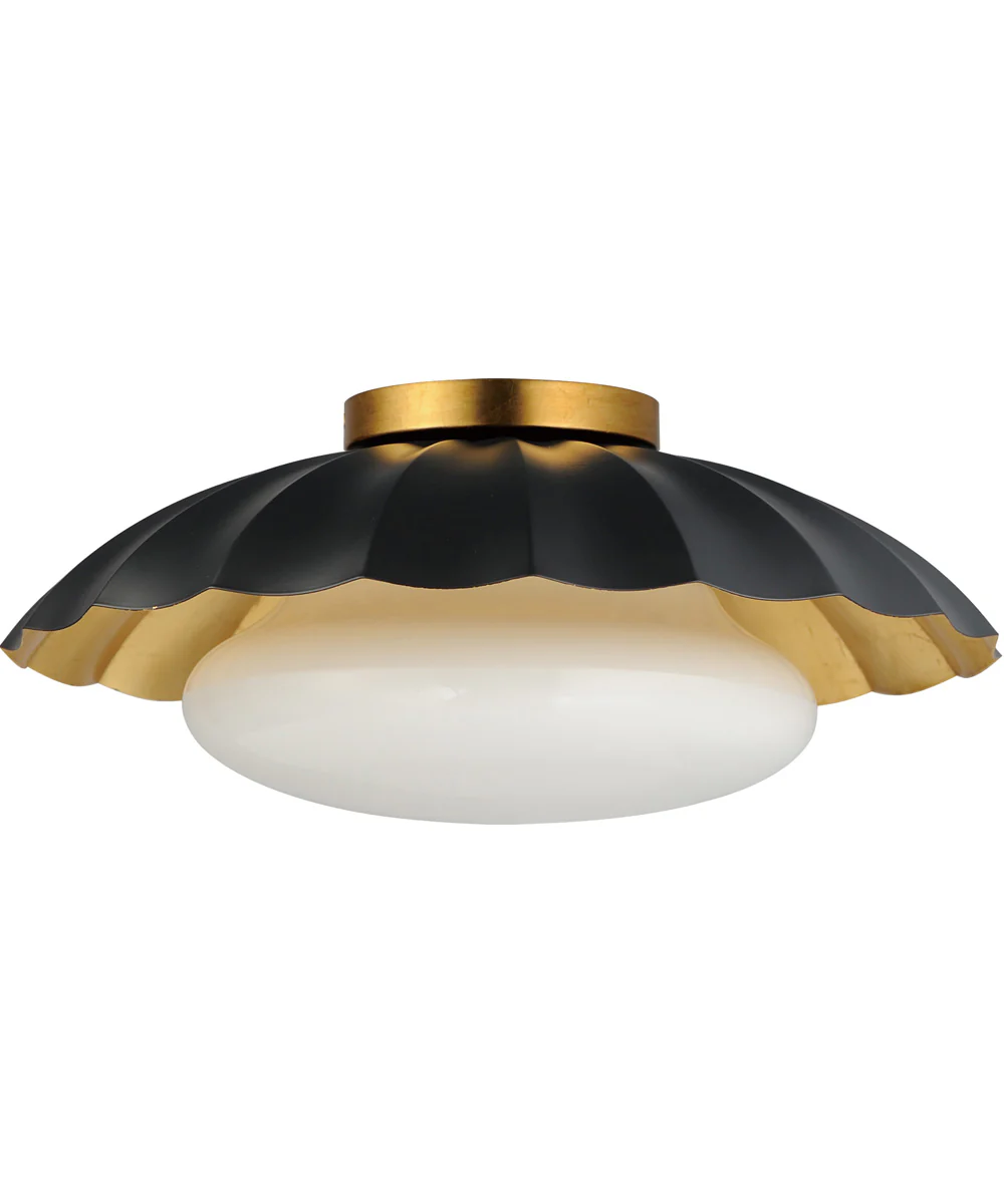 Primrose 1-Light Flush Mount Black / Gold Leaf