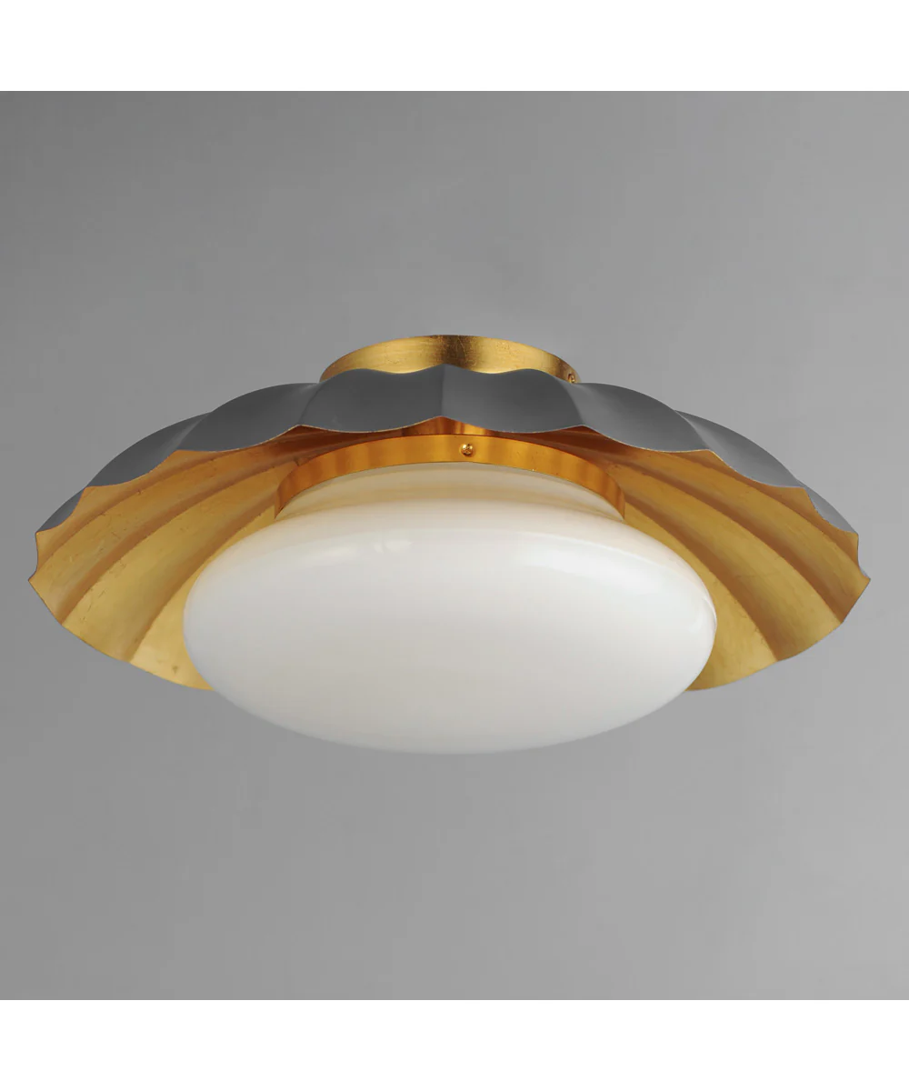 Primrose 1-Light Flush Mount Dark Grey / Gold Leaf - Image 4