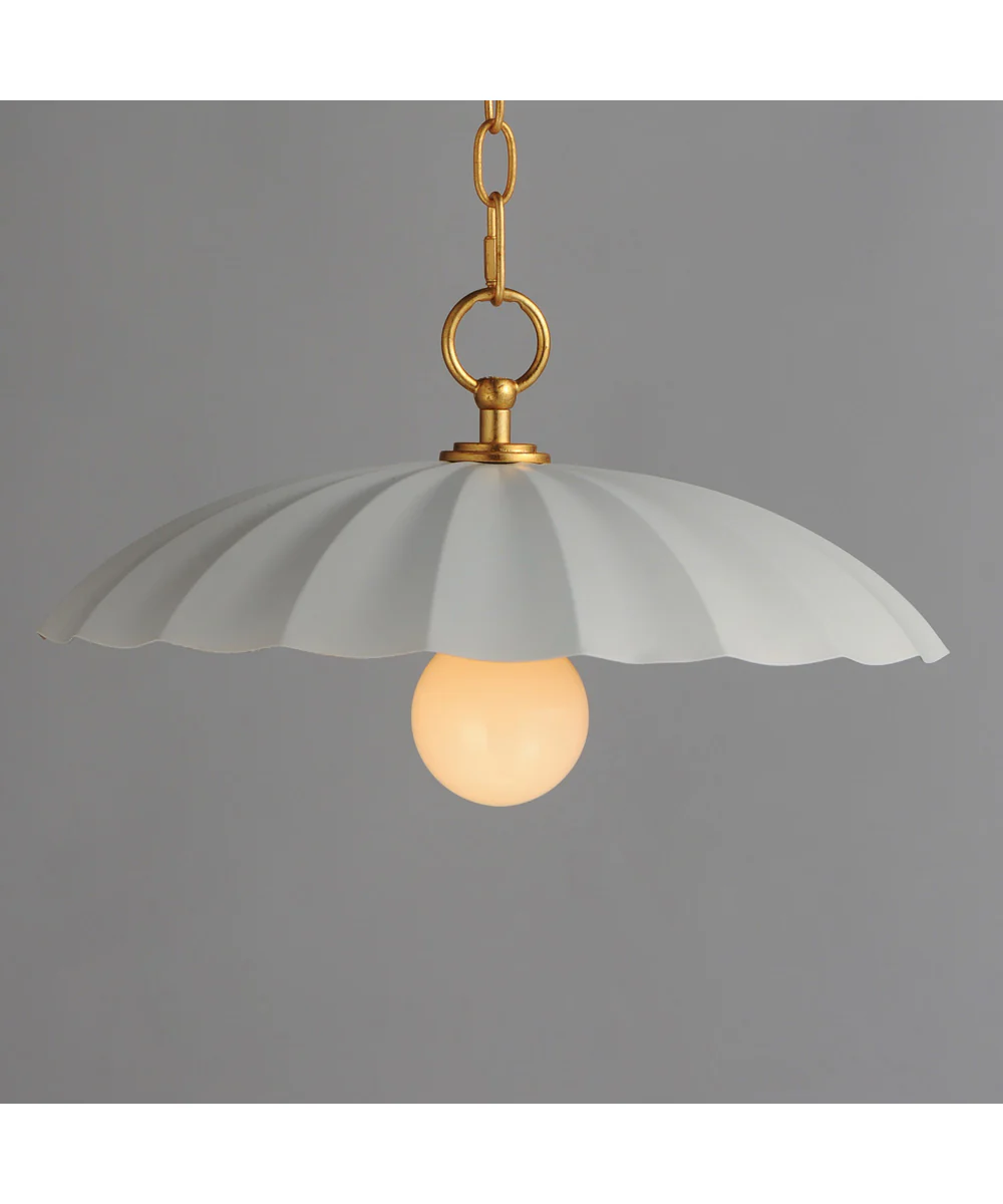 Primrose 1-Light Pendant Matte White / Gold Leaf - Image 3