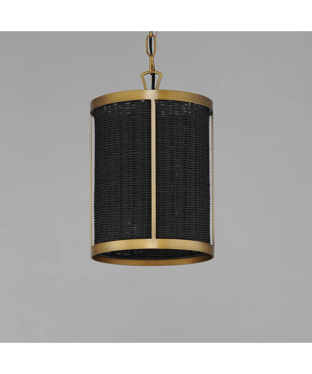 Rattan 1-Light Pendant Natural Aged Brass - Image 3