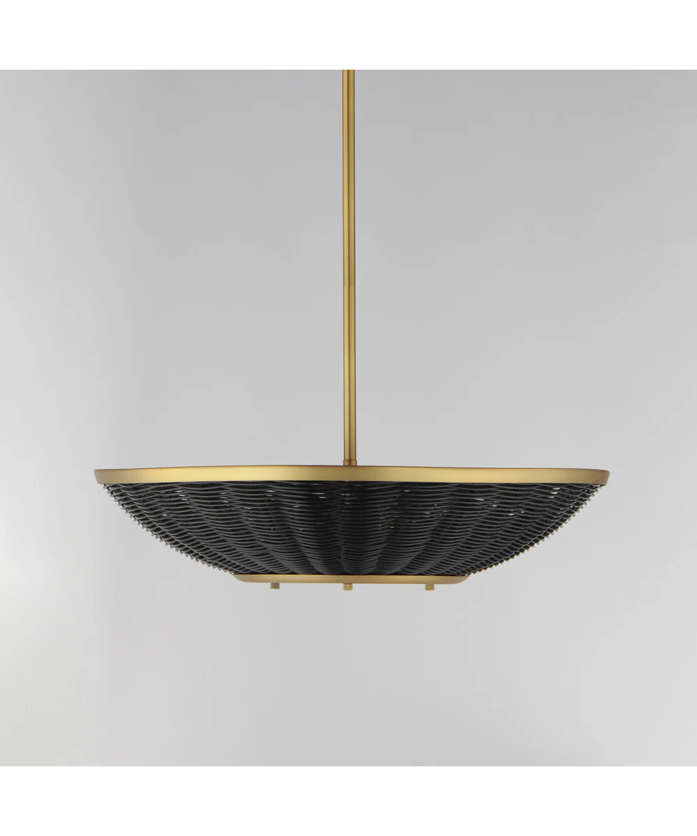 Rattan 20 inch 3-Light Pendant Natural Aged Brass - Image 2