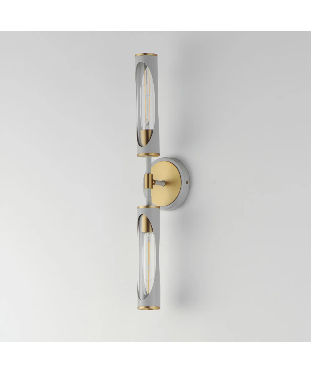 Regent 2-Light Bath Vanity Light French Gray / Natural Aged Brass - Image 3
