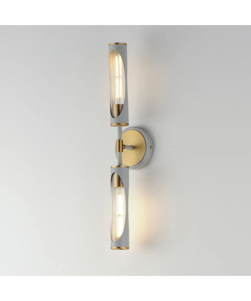 Regent 2-Light Bath Vanity Light French Gray / Natural Aged Brass - Image 4
