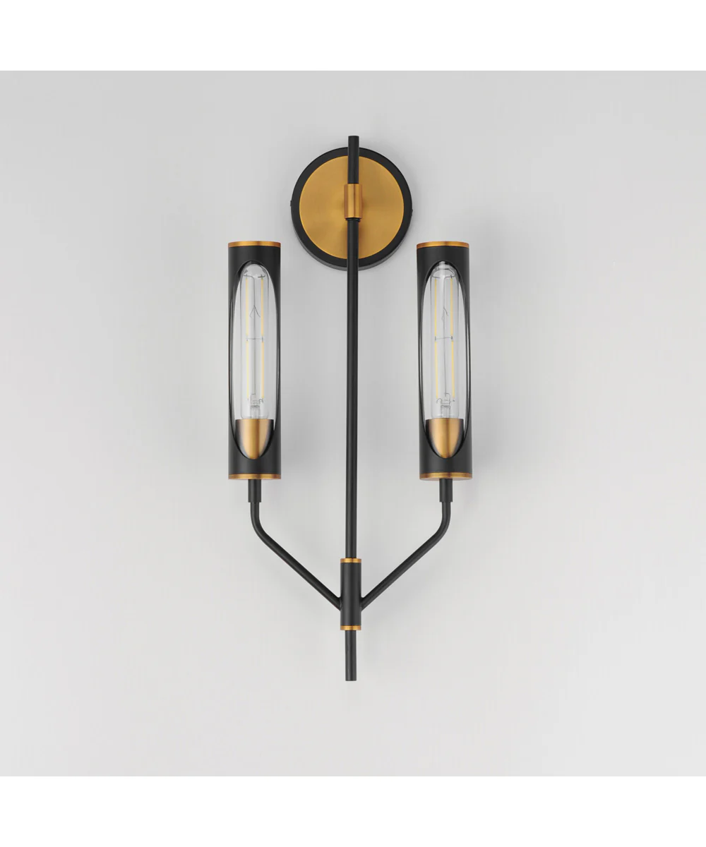 Regent 2-Light Wall Sconce Black / Antique Brass - Image 2