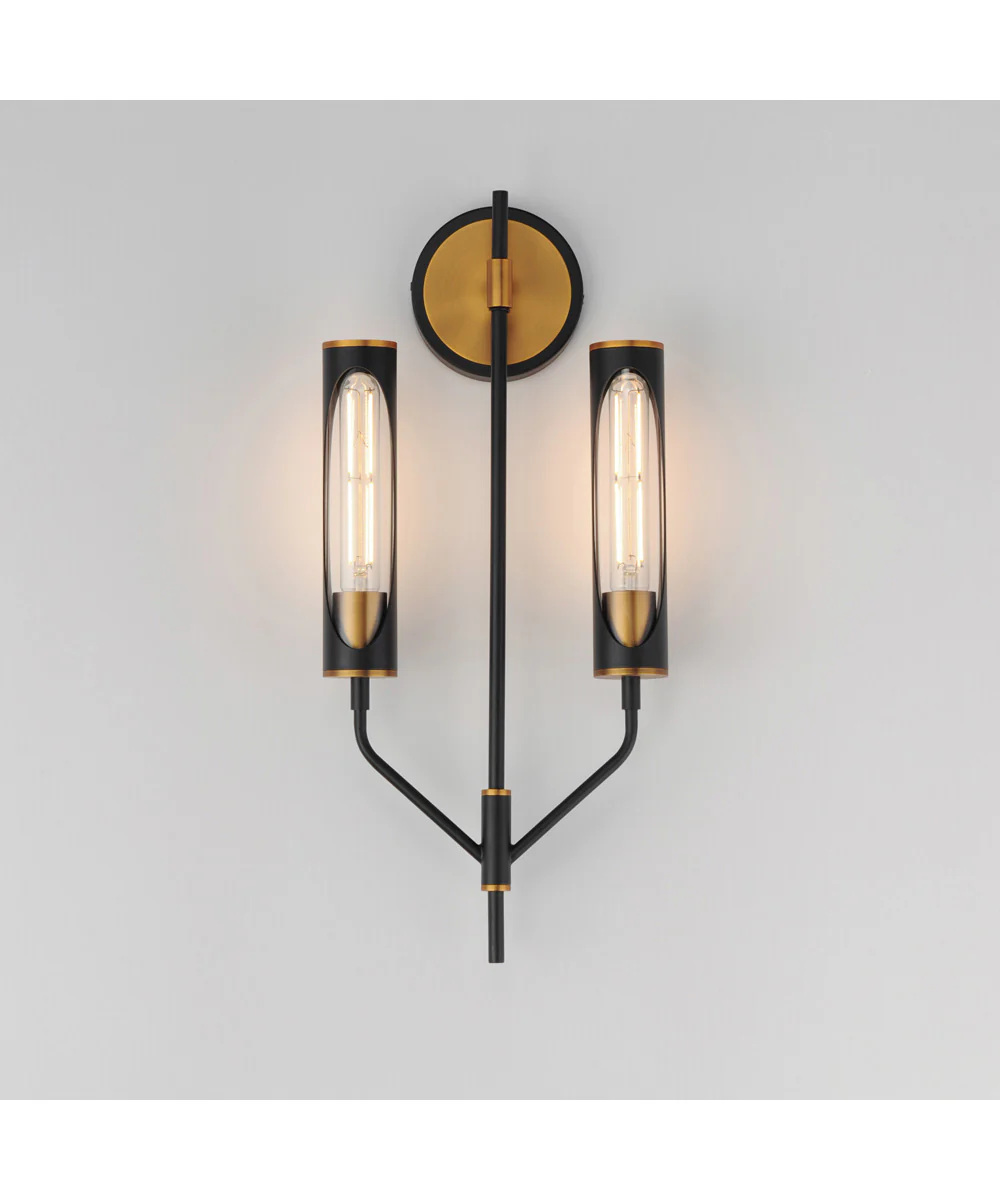 Regent 2-Light Wall Sconce Black / Antique Brass - Image 3