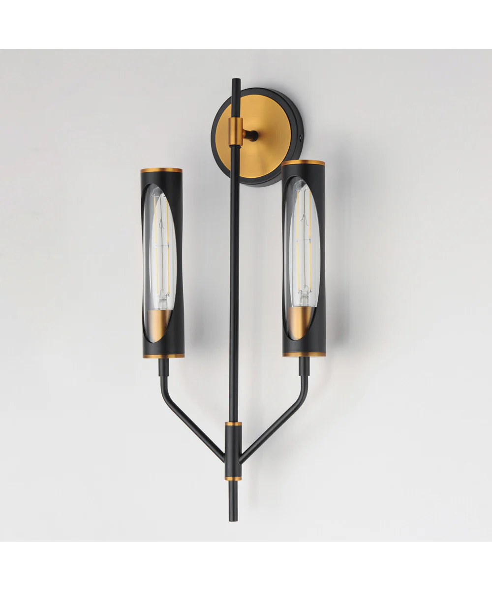 Regent 2-Light Wall Sconce Black / Antique Brass - Image 4