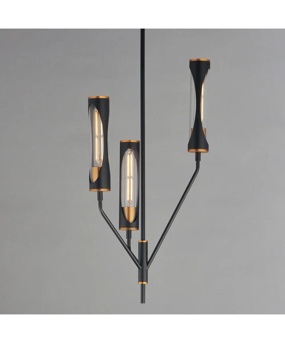Regent 3-Light Pendant Black / Antique Brass - Image 3