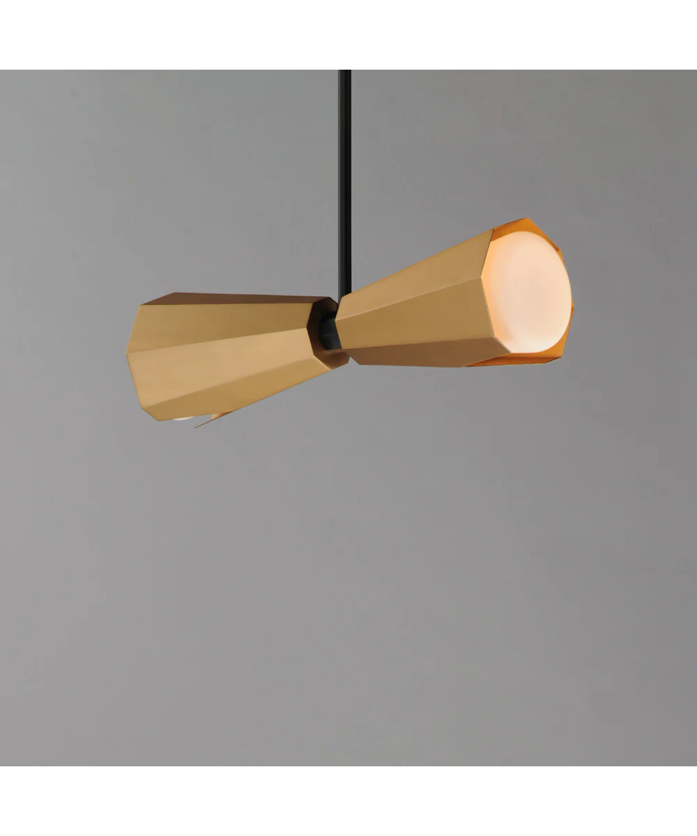 Rizzo 2-Light Pendant Black / Antique Brass - Image 3