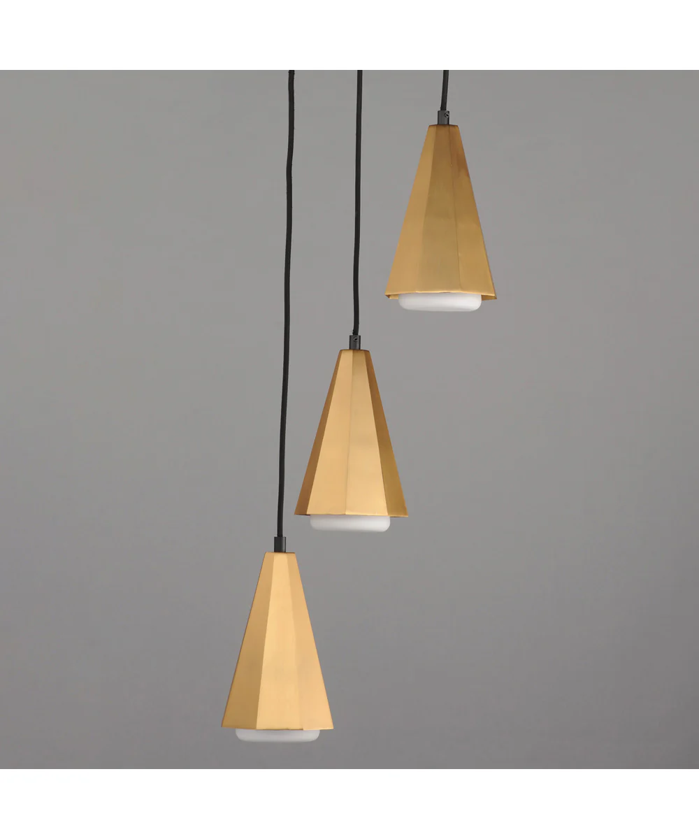 Rizzo 3-Light Pendant Black / Antique Brass - Image 2
