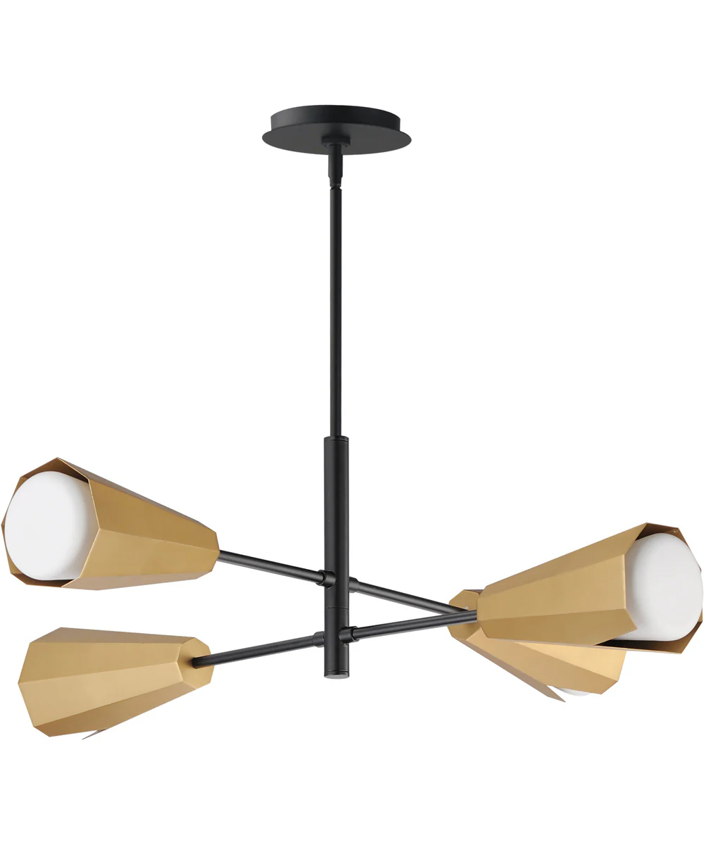 Rizzo 4-Light Chandelier Black / Antique Brass
