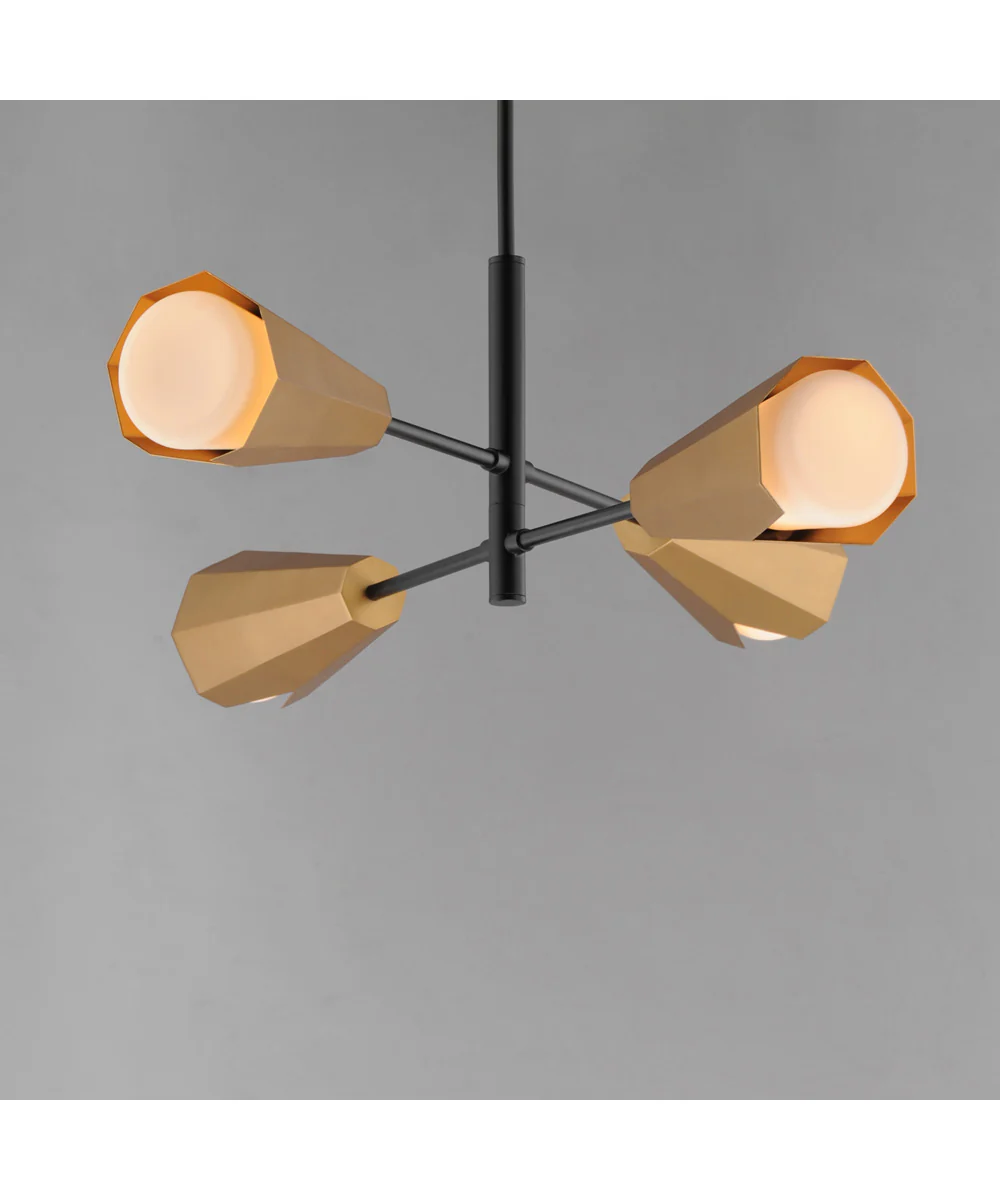 Rizzo 4-Light Chandelier Black / Antique Brass - Image 3
