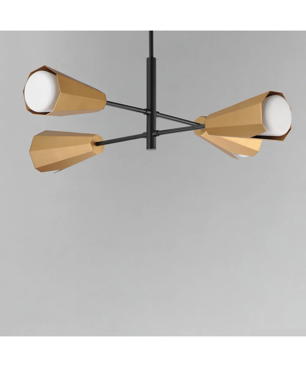 Rizzo 4-Light Chandelier Black / Antique Brass - Image 4