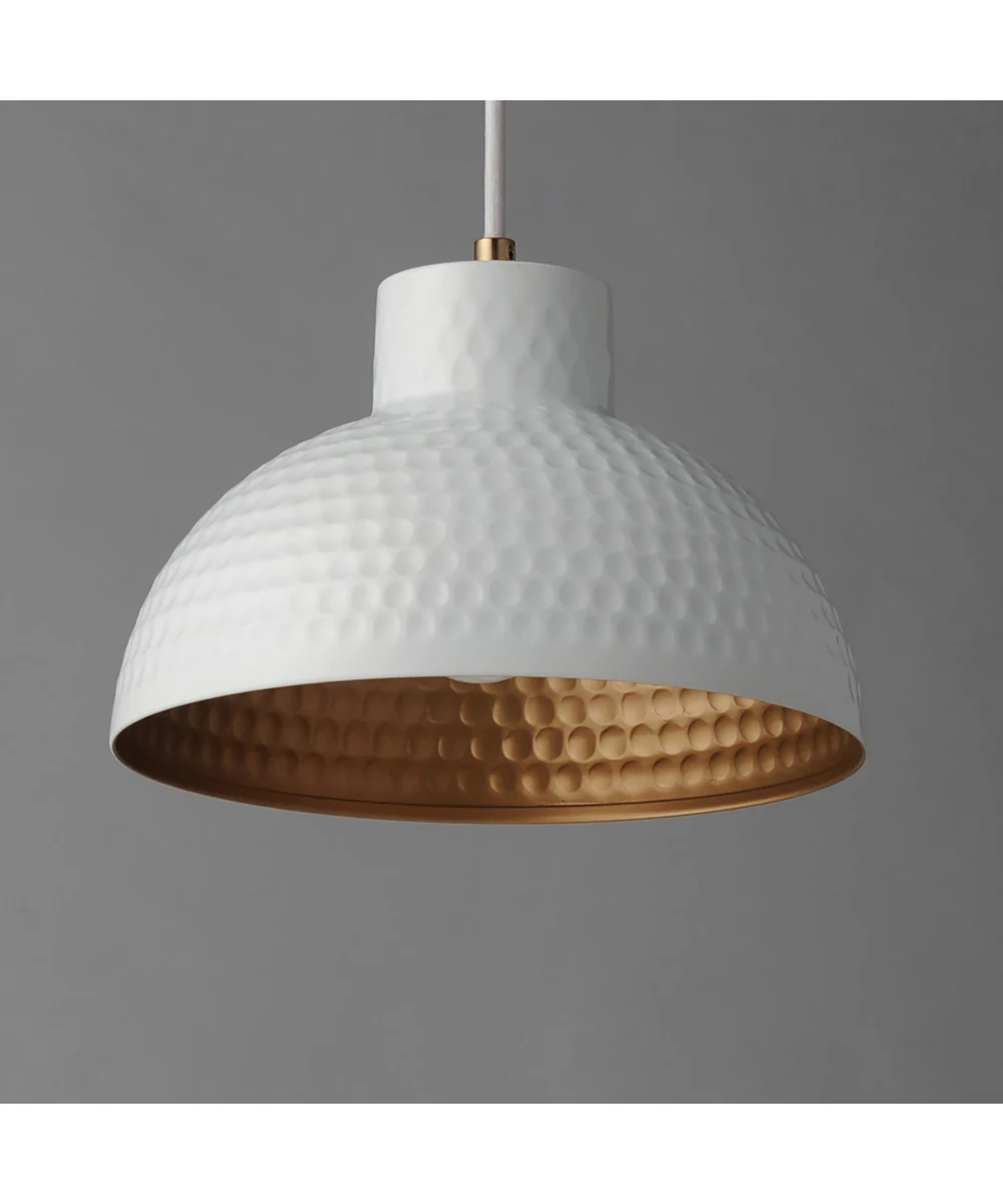 Rockport 10 inch 1-Light Pendant White/Natural Aged Brass - Image 3