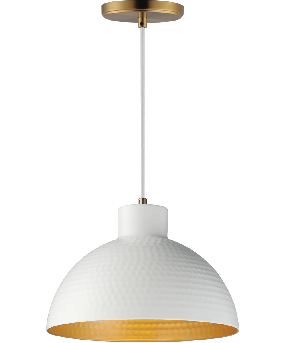 Rockport 12 inch 1-Light Pendant White/Natural Aged Brass